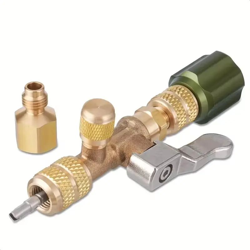 AB16-For R22 R12 R410 R32 R404 Compatible HVAC Valve Core Removal Tool HS-1430 Featuring Brass Adapters For Various Refrigerants