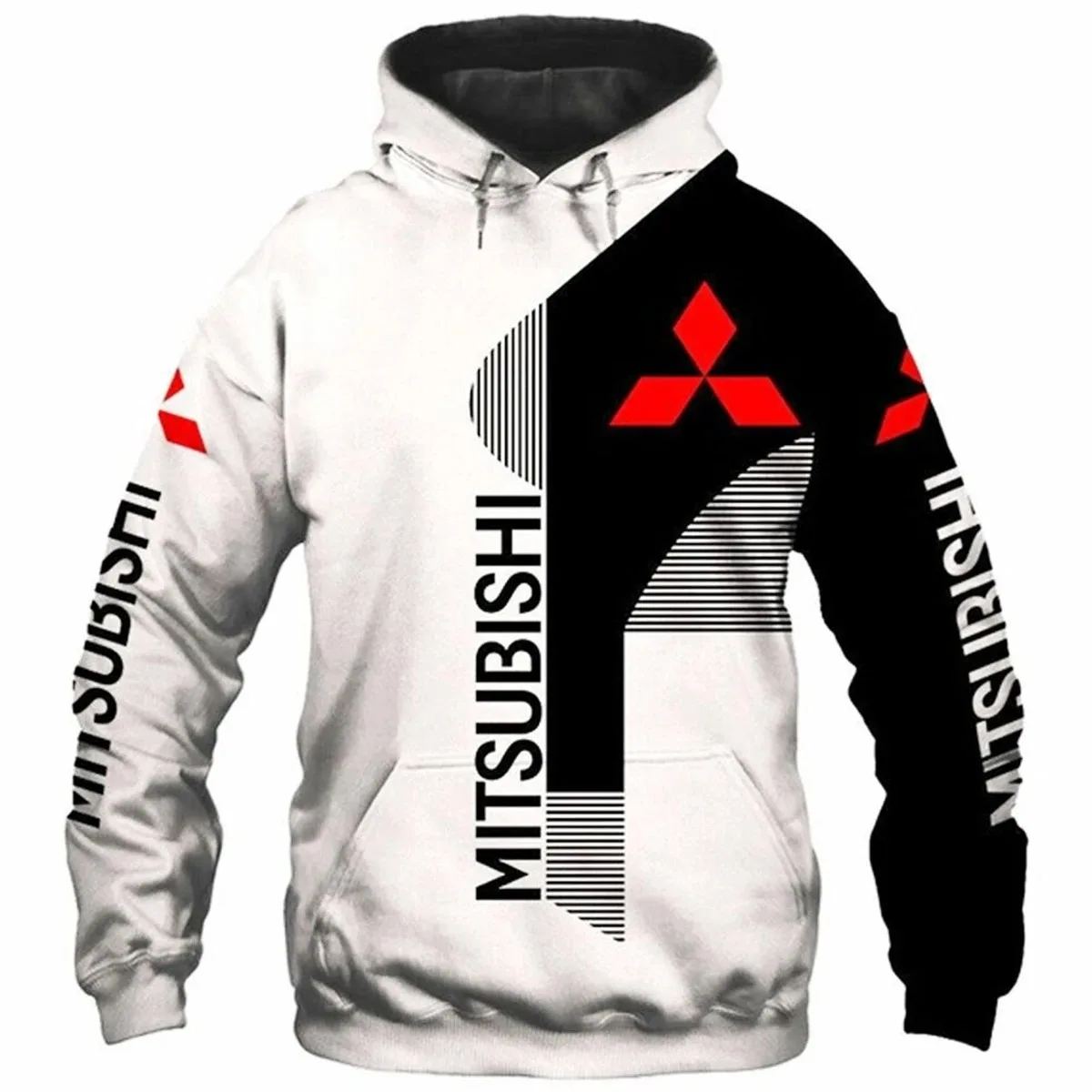 Spring and Autumn Men's and Women's Hoodies Mitsubishi Automobile Logo Print Jacket Men's 3D Hoodie Fashion Casual Zipper Hoodie