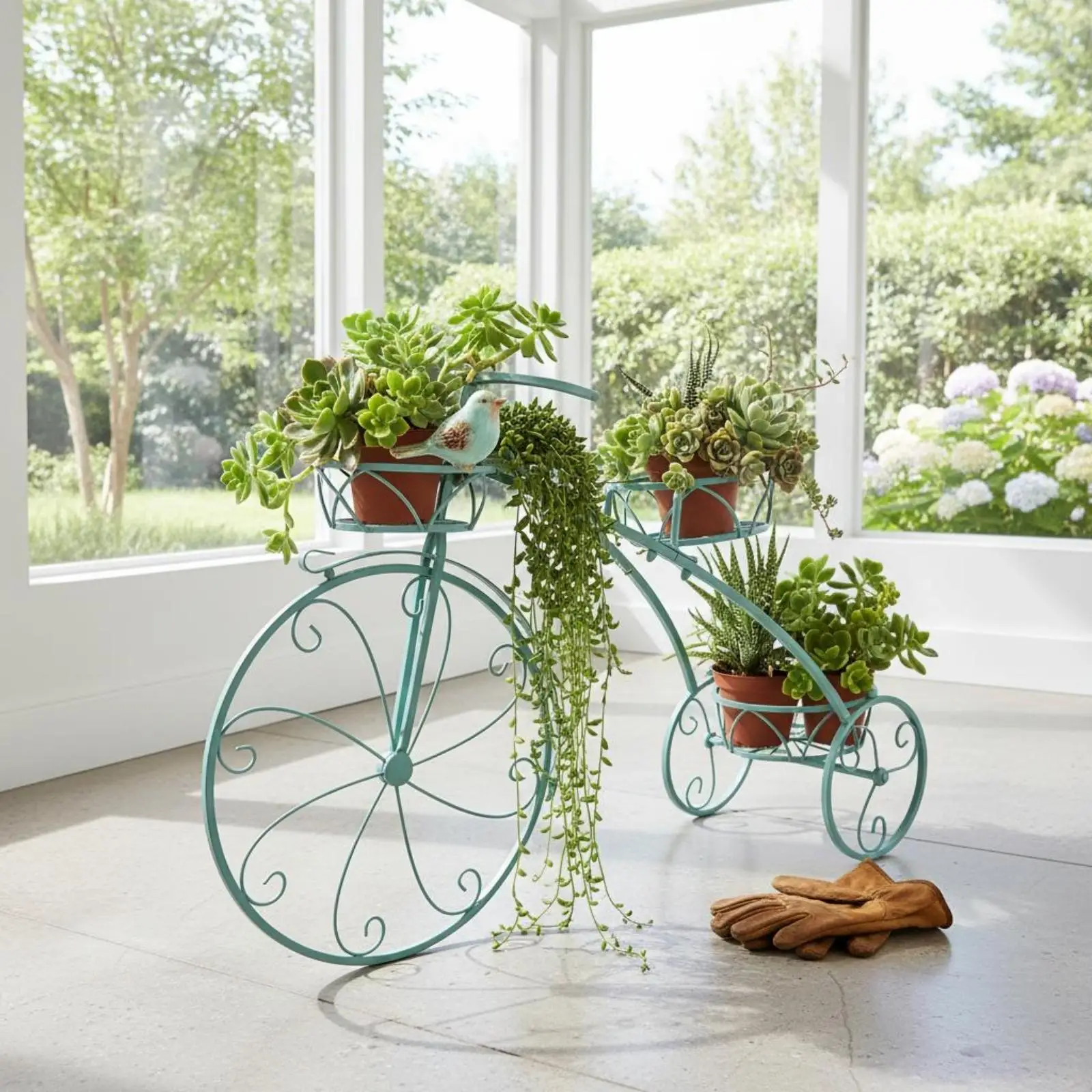 Metal Indoor Display Stand Bicycle Style Multi-level Flower Shelf Plant Decoration Stand for Living Room