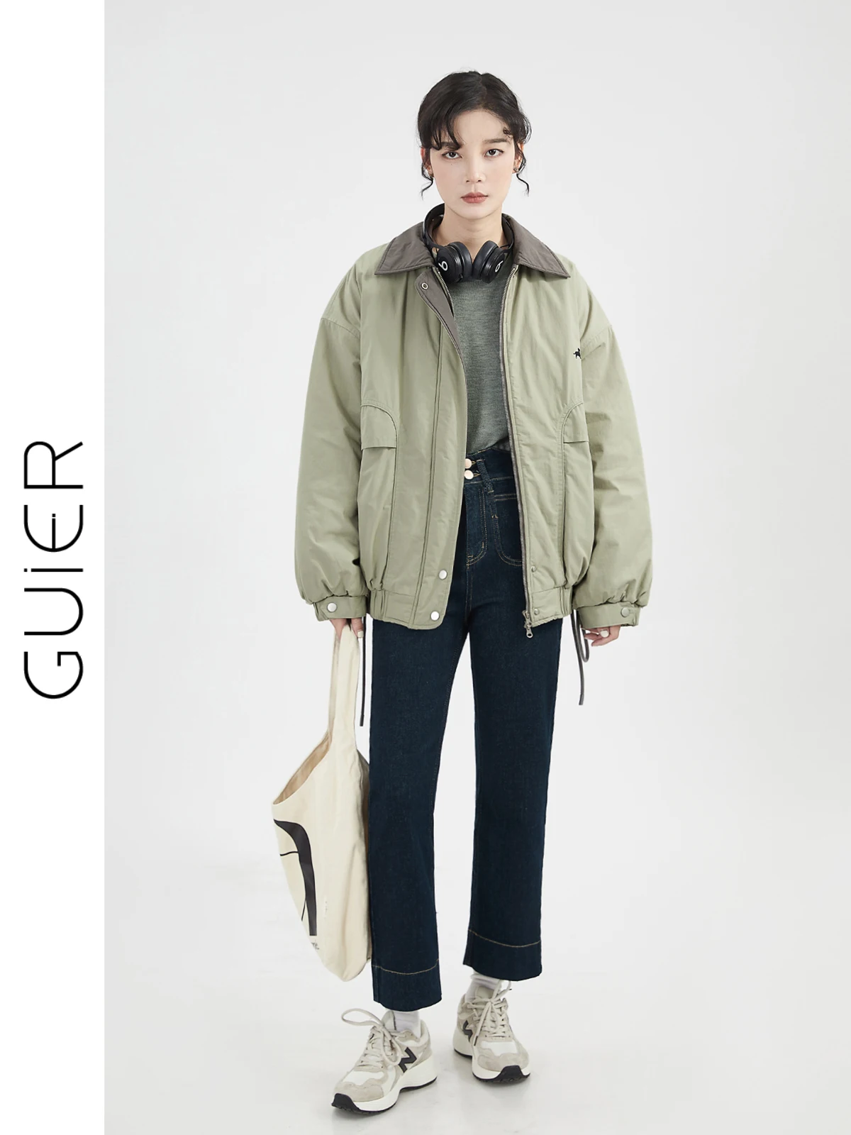 

Guer женская хлопковая куртка, легкая, удобная, модная, с песчаной талией, повседневная теплая верхняя одежда из чистого хлопка, воротник на молнии