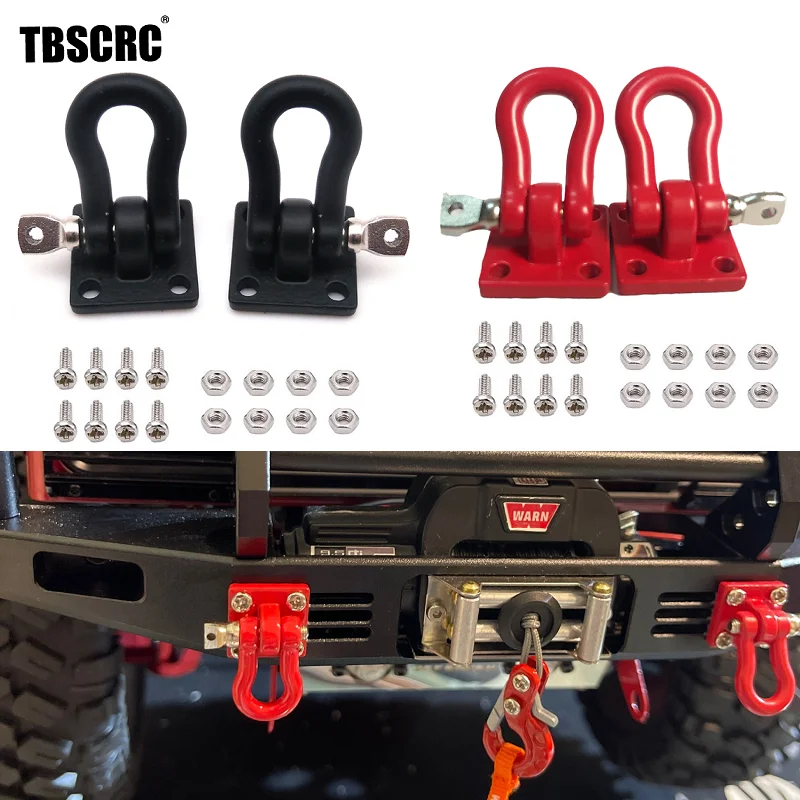 

2Pcs RC Car Metal Trailer Shackle Rescue Tow Hook for 1/10 RC Crawler Traxxas TRX4 Axial SCX10 90046 RC4WD D90 TF2 Tamiya CC01