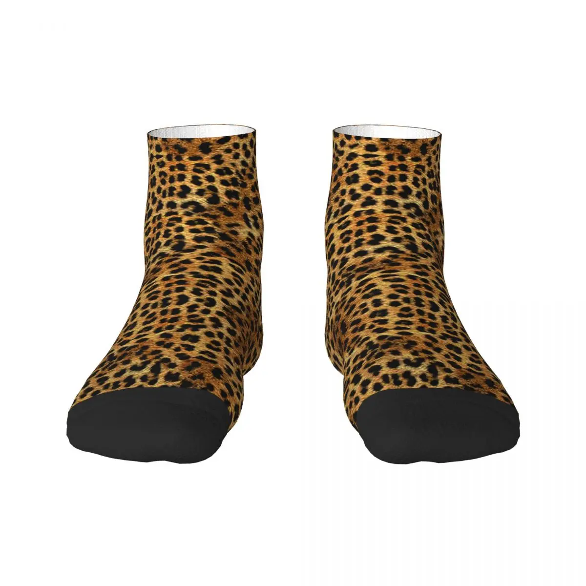 Custom Funny Men's Leopard Pattern Texture Dress Socks Unisex Comfortable Warm 3D Printing Cheetah Camouflage Crew Socks