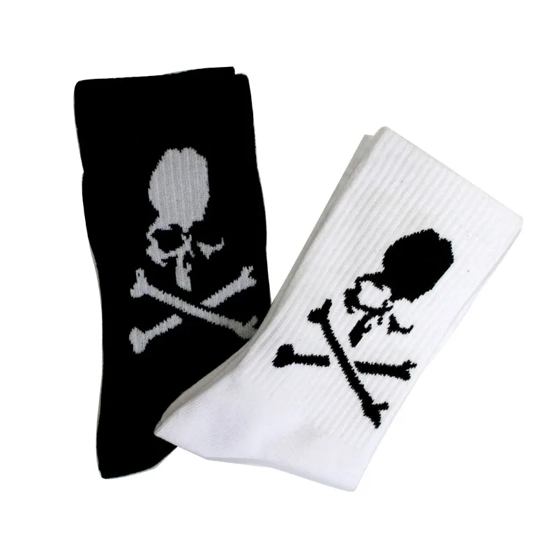 New Fashion Men Socks Cotton White Black Socks Women skateboard socks creative Halloween bone Long Socks Basketball Socks