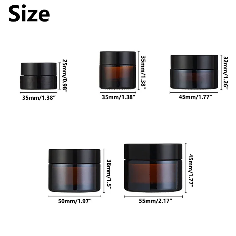 12 adet 5/10/20/30/50g Amber Cam Kavanoz Tencere Doldurulabilir Dudak Balsamı Numune Şişesi Boş Yüz Kremi Kozmetik Kapları Seyahat için