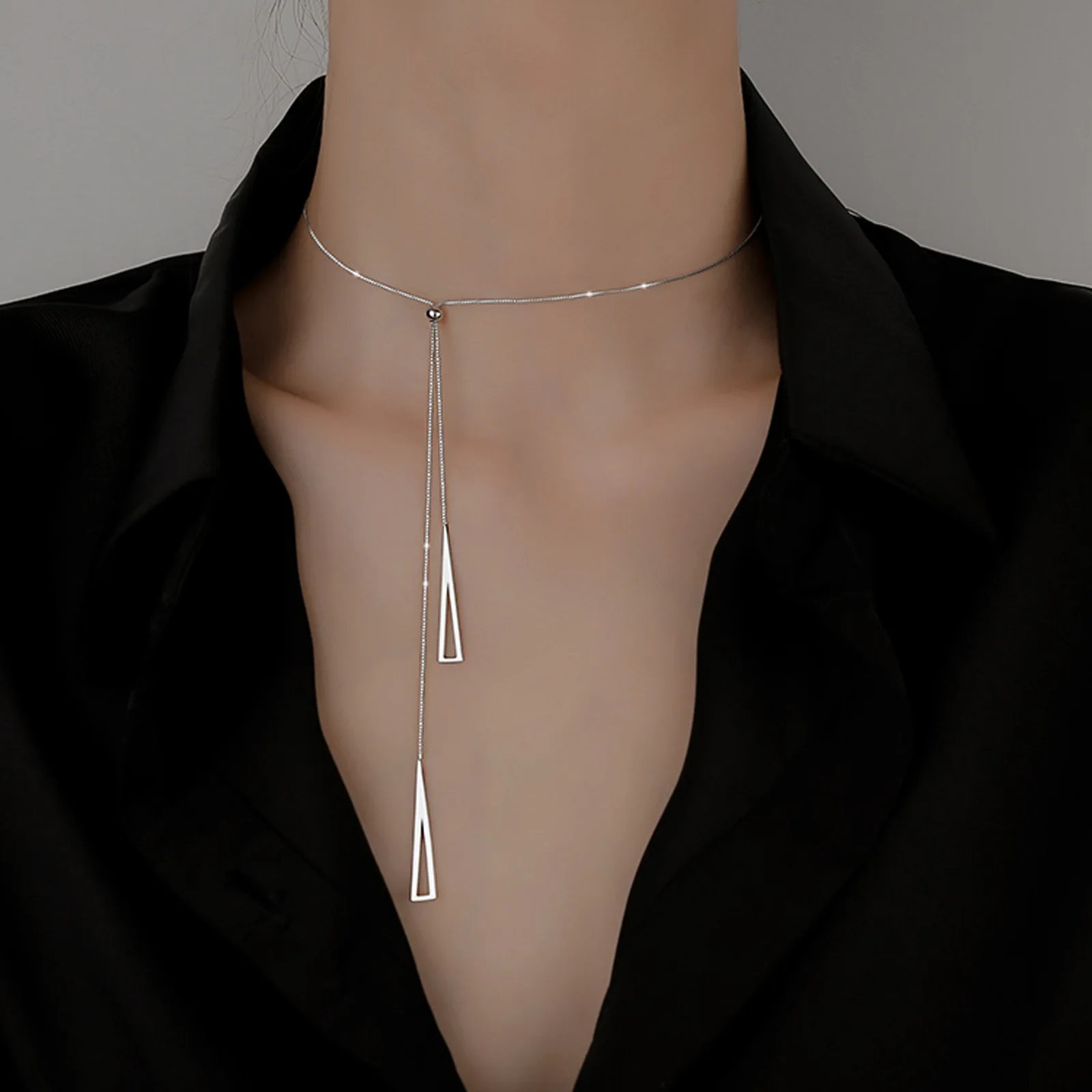 1 stücke Halskette Damen einfache Hip-Hop-Stil modische Quaste Accessoires Kupfer Perlen verstellbaren Schmuck