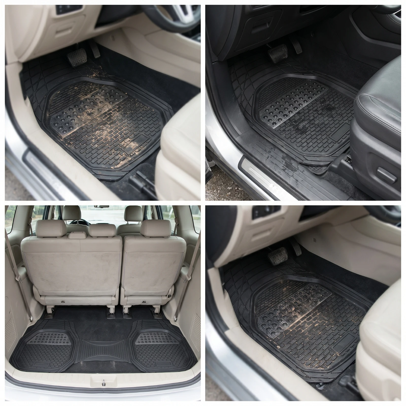 5 Pieces Car Mats with Center Bridge Waterproof Car Floor Mats Trimmable Easy to Clean for Drivers, Automotive