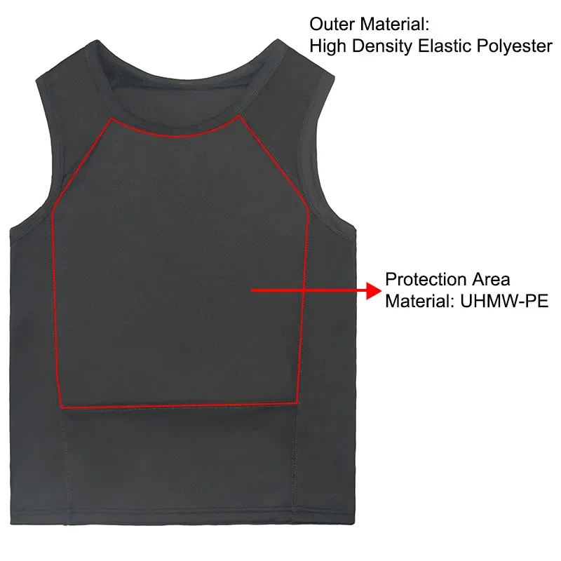 Vêtements en émail pare-balles Prospects, niveau IA, t-shirt léger ultra-confortable, vêtements dissimulés à l\'intérieur, vêtements doux anti-balles