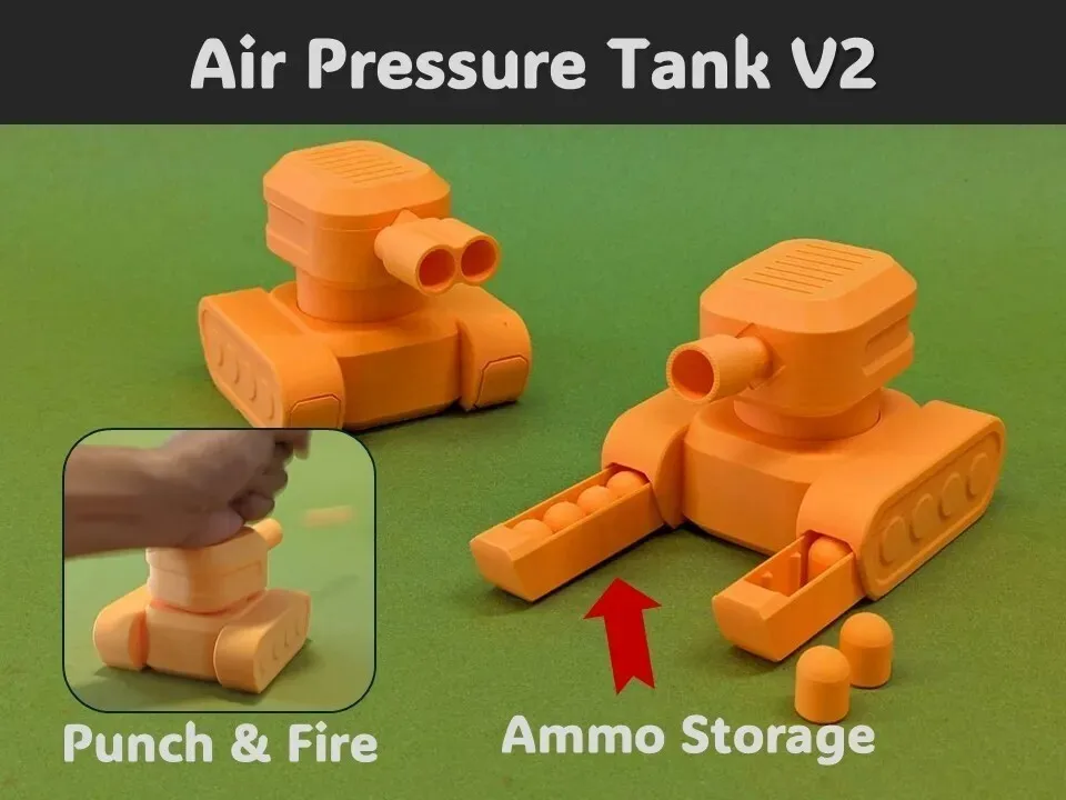 3D Printed Children's Toy Pressure Tank Can Launch Shells Desktop Decoration Decompression Puzzle Toy DIY Assembly