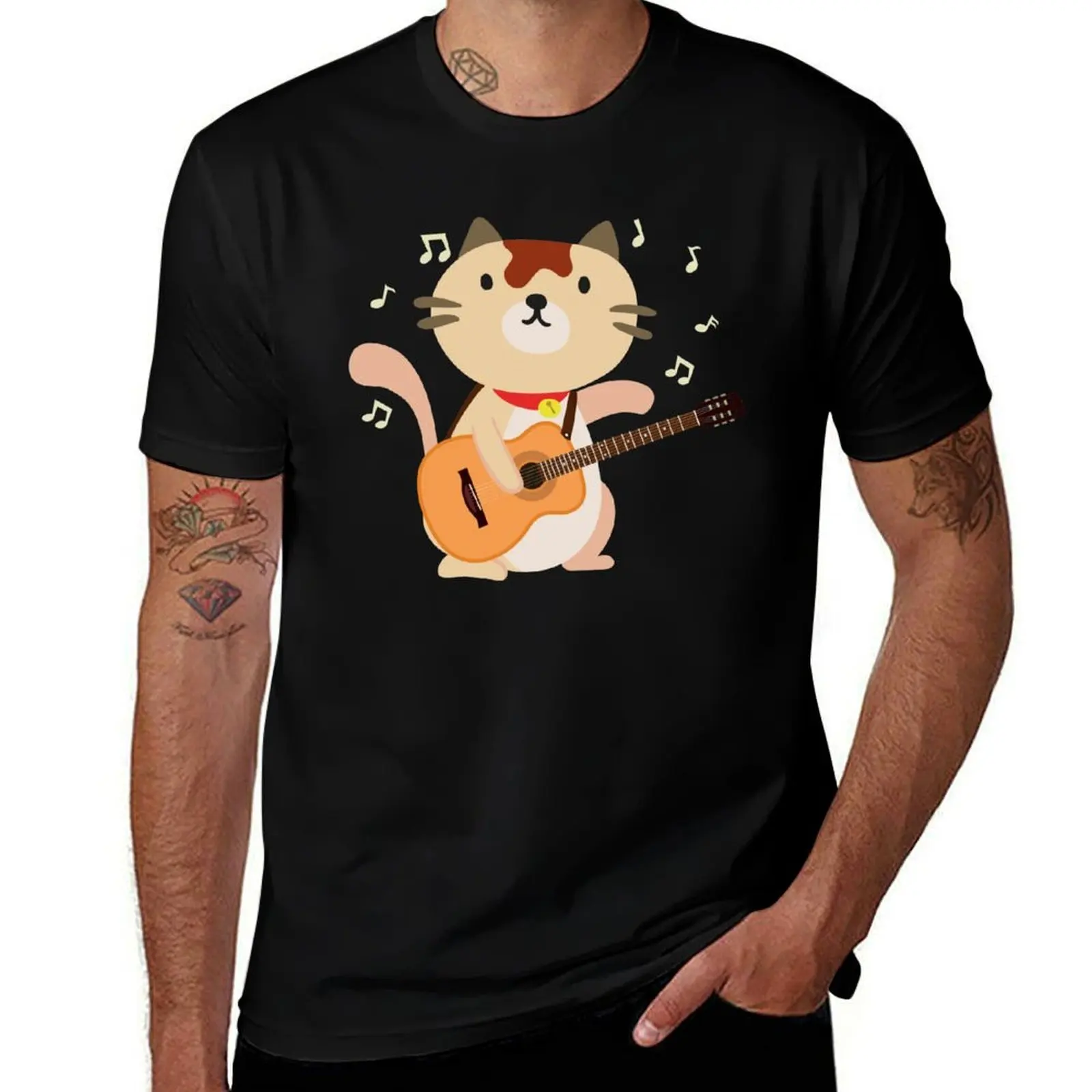 Cat Playing Guitar | guitarists tshirt | gifts for men gifts for her funny shirt gift ideas gifts for him bass T-Shirt