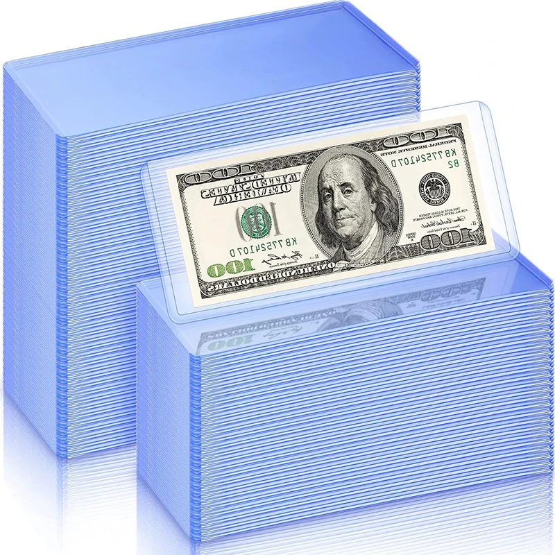 16PCS/Set Banknote Protective Sleeve Hard PVC Displaying Storage Holder for General Banknote Notes Stamp Protection Supplies ZYF