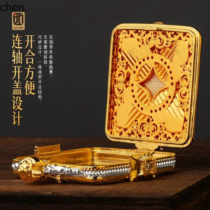H1【Authentic as always】Fu Lu Wan Dai Cai Yun Cultural and Creative Ornament Embossed Glass Thangka Box Gahu Box Pendant