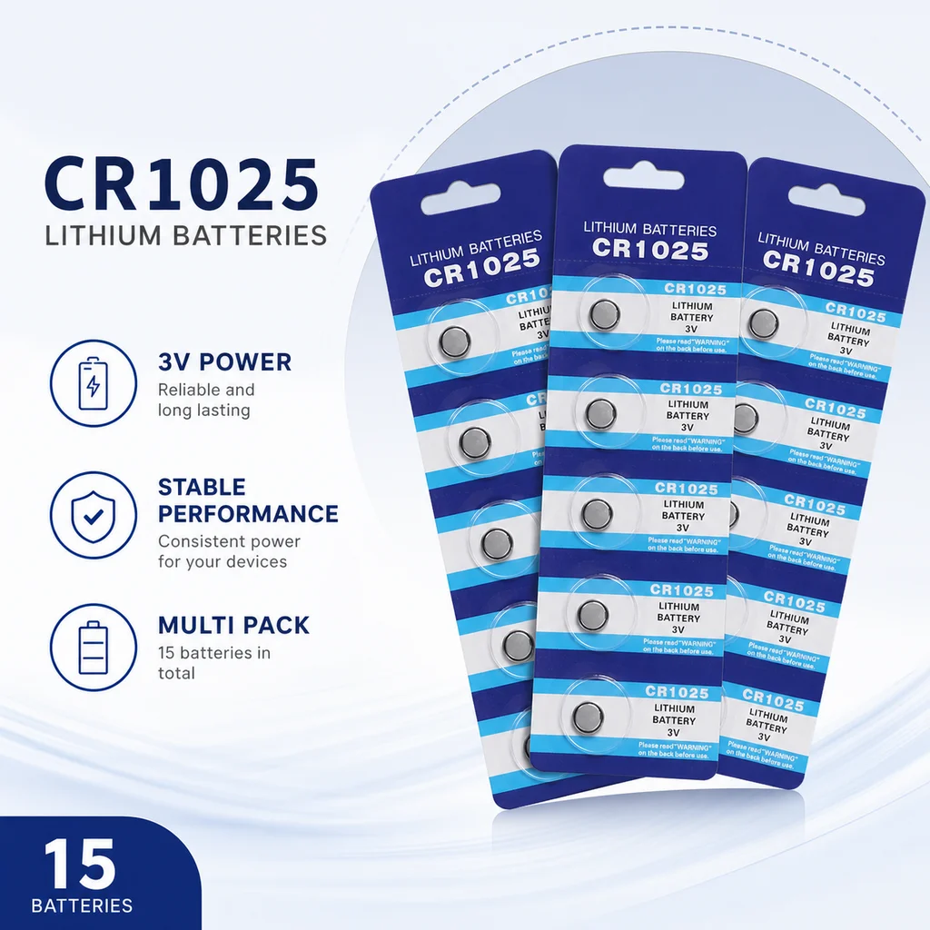 5PCS CR1025 Coin Cell Batteries for Watch Key Fob Small Electronics Long Lasting Reliable Button Battery Pack