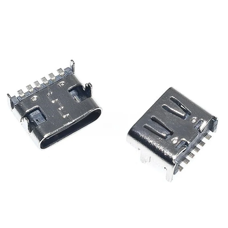 50PCS TYPE-C 6P Simple SMD Female Connector, Basic Version USB3.1 with 4 Fixed Pins, Quick Charge