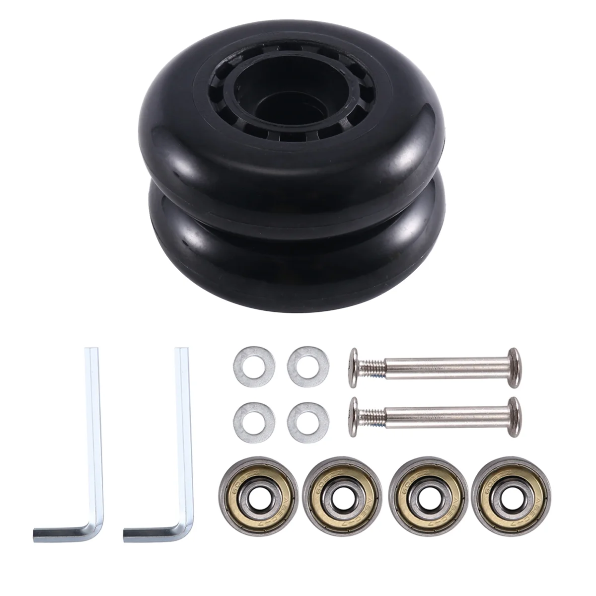 Комплект для замены колес чемодана ABQR 60x18 мм, экологически чистые подшипники из углеродистой стали из искусственной кожи, ремонтный чемодан, черный