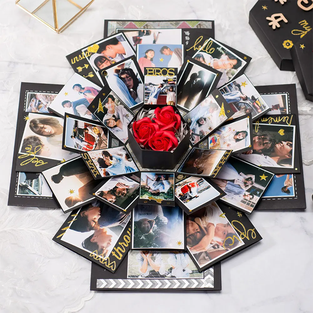 Hexagonal Explosion Gift Box Birthday Anniversary Gift Creative Explosion Box for Valentine's Day Anniversary Birthday Gift
