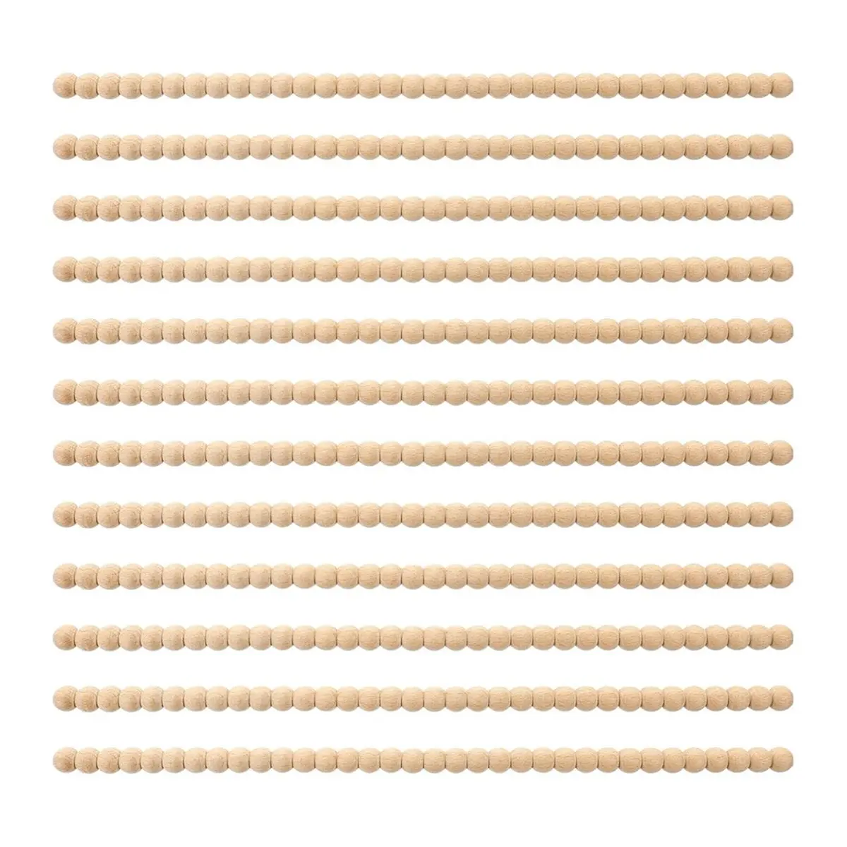 REST 12 Pcs Decorative Beaded Wood Trim Half Wooden Beads Trim Molding 15. 75 Inch Unfinished 3D Decorative Bead Pearl