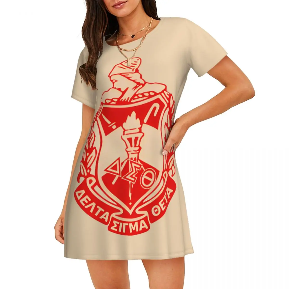 

Custom Delta Sigma Theta Women's Short-Sleeved Nightdress American Service Sorority Short Sleeve Nightgowns Vacations Nightdress