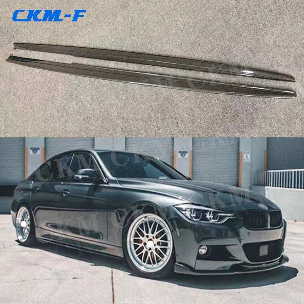 Carbon Fiber/ABS Gloss Black Material Side Skirts Bumper Cover Protector For BMW 3 Series F30 2012-2018