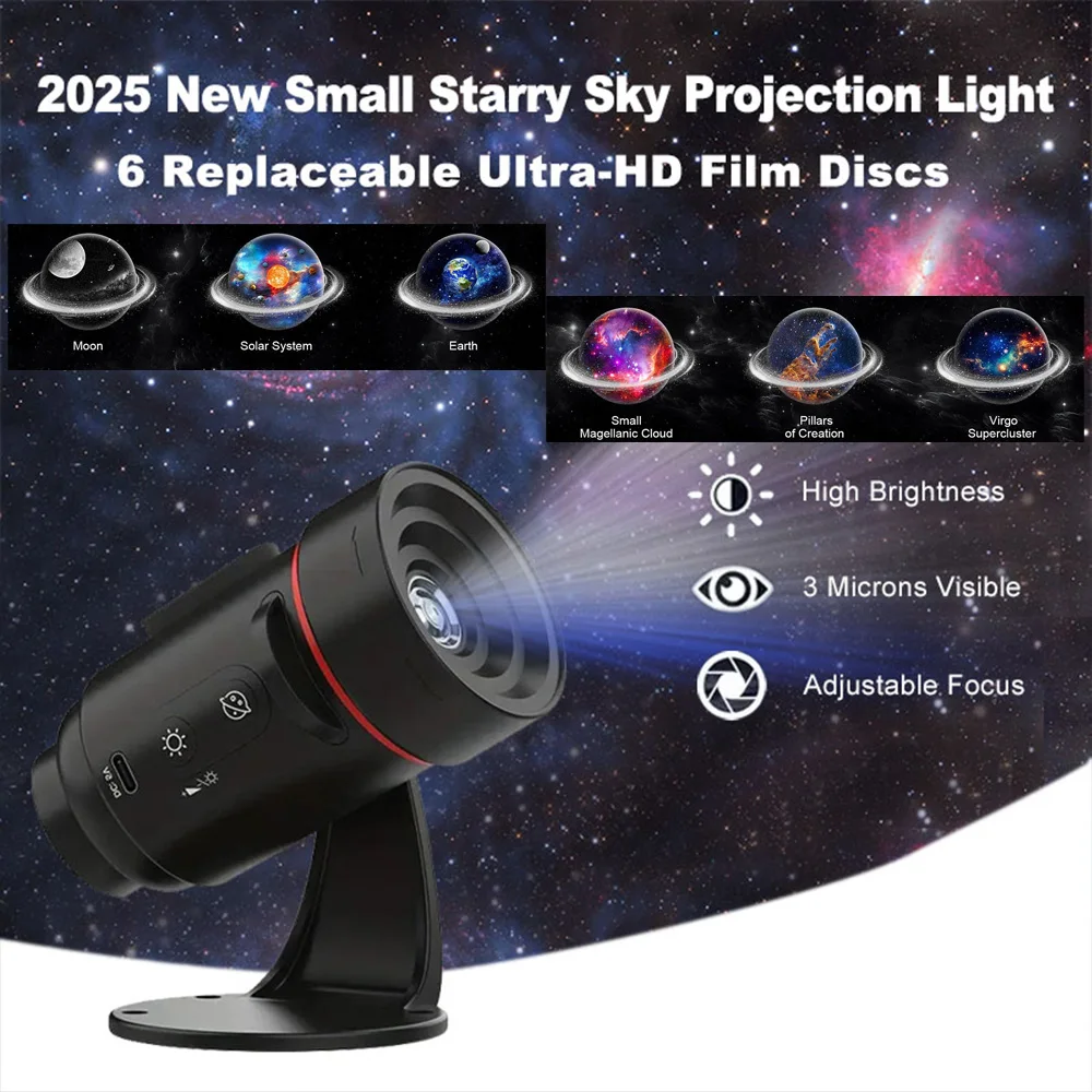 Galaxy Star Projector Night Light With 6 Realistic Nebula Scenarios & Timer Mood Lights Bedside Lamp For Bedroom Gaming Decor