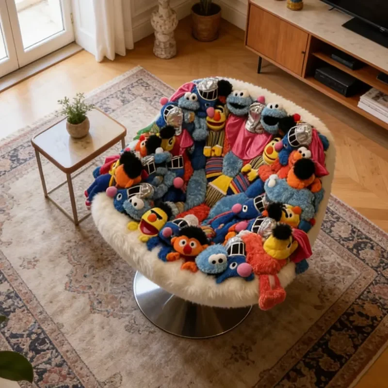 Cute Cartoon Character Round Rotating Armchair Plush Animal Seat Cushion for Kids Room Decoration Children Birthday Gift