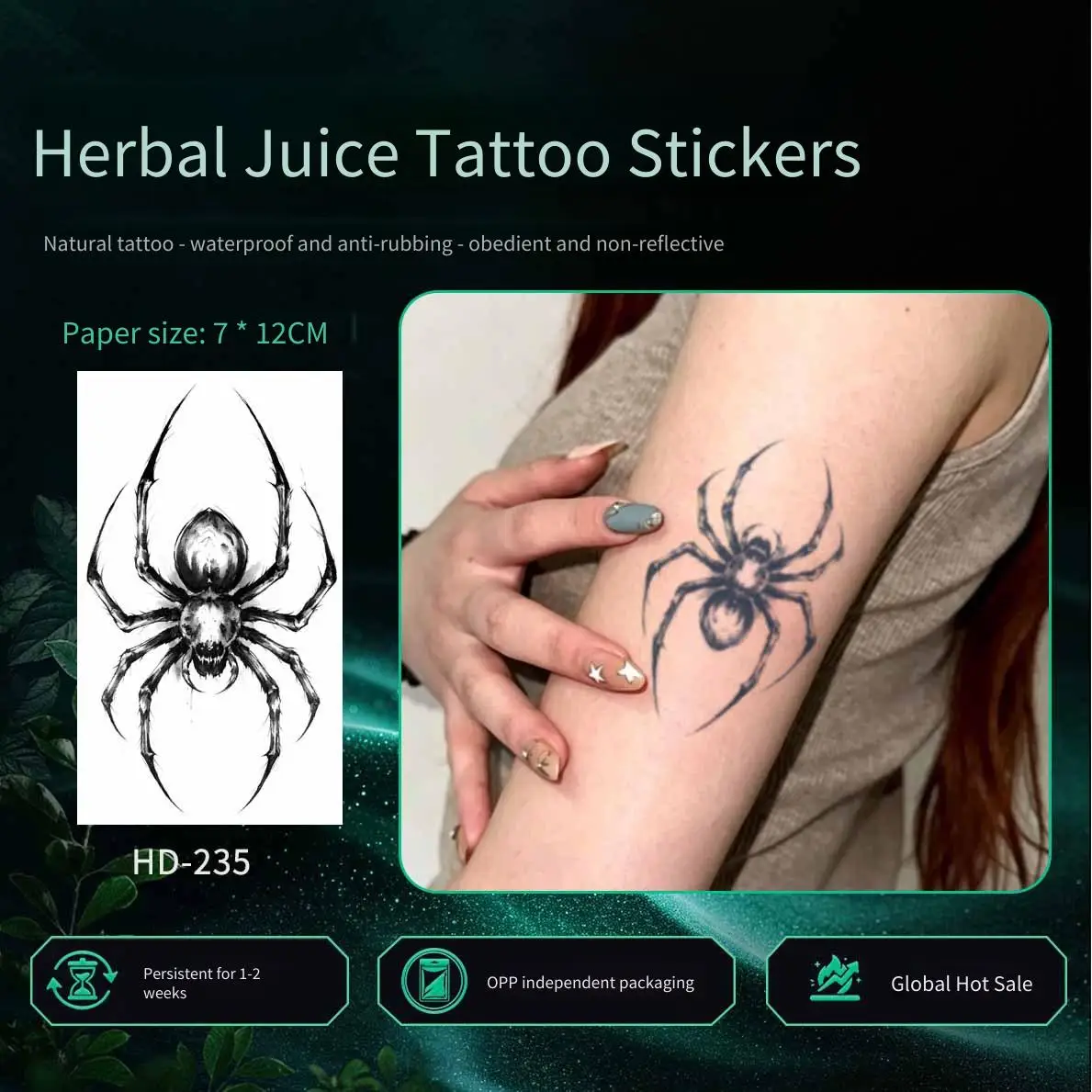 1 Sheet Per Pack Temporary Tattoo Sticker Waterproof Long Lasting Gothic Arm Leg for Women