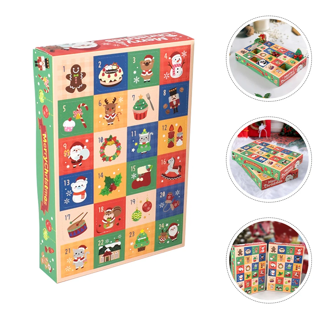 

5 Pcs Christmas Presents Calendar Gift Box Biscuit Boxes Advent Hole for Filling Goodie Paper Party Supplies