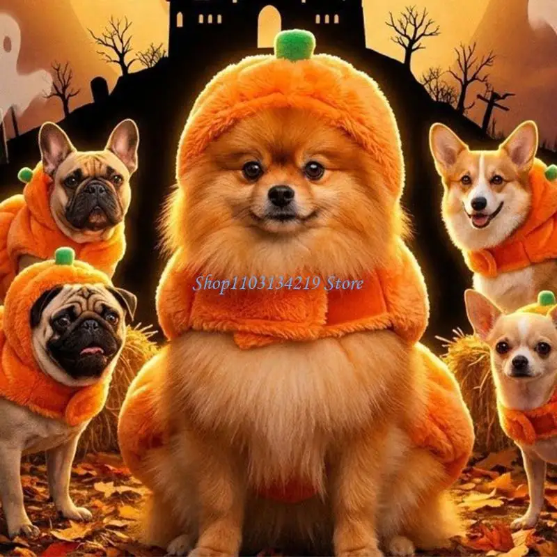 N5KC Harvest Pet Outfit with Green and Black, Dogs Halloween Pumpkin Cosplay Coat, and Three Distinct Character Graphics