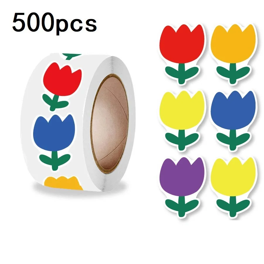 500Pcs 0.67*0.87in Multi-Color Flower Reward Stickers for Teachers, Cartoon Cute Flower Packaging Decoration Stickers