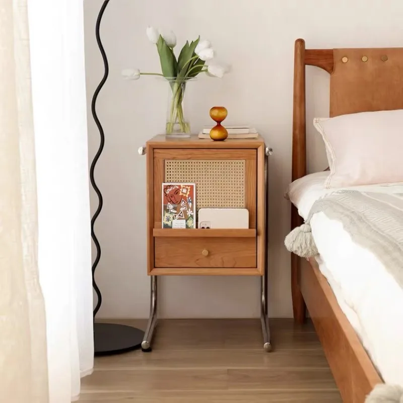 

Yellow Storage Design Nightstands Wood Storage Japanese Modern Bedside Table Drawer Narrow Mesitas De Noche Room Furniture