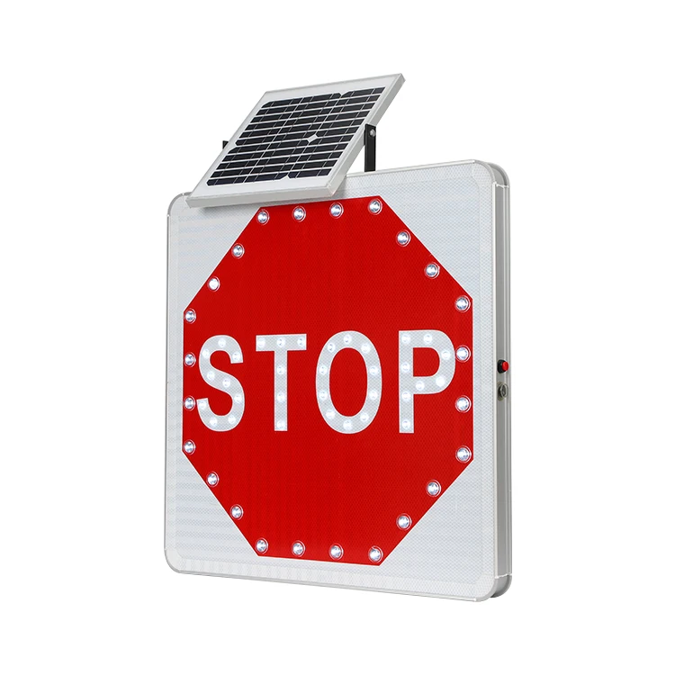 CadSolar Solar Stop Sign 600mm 37 LEDs Bosch Panel 3M Reflective IP55 For Road Warning