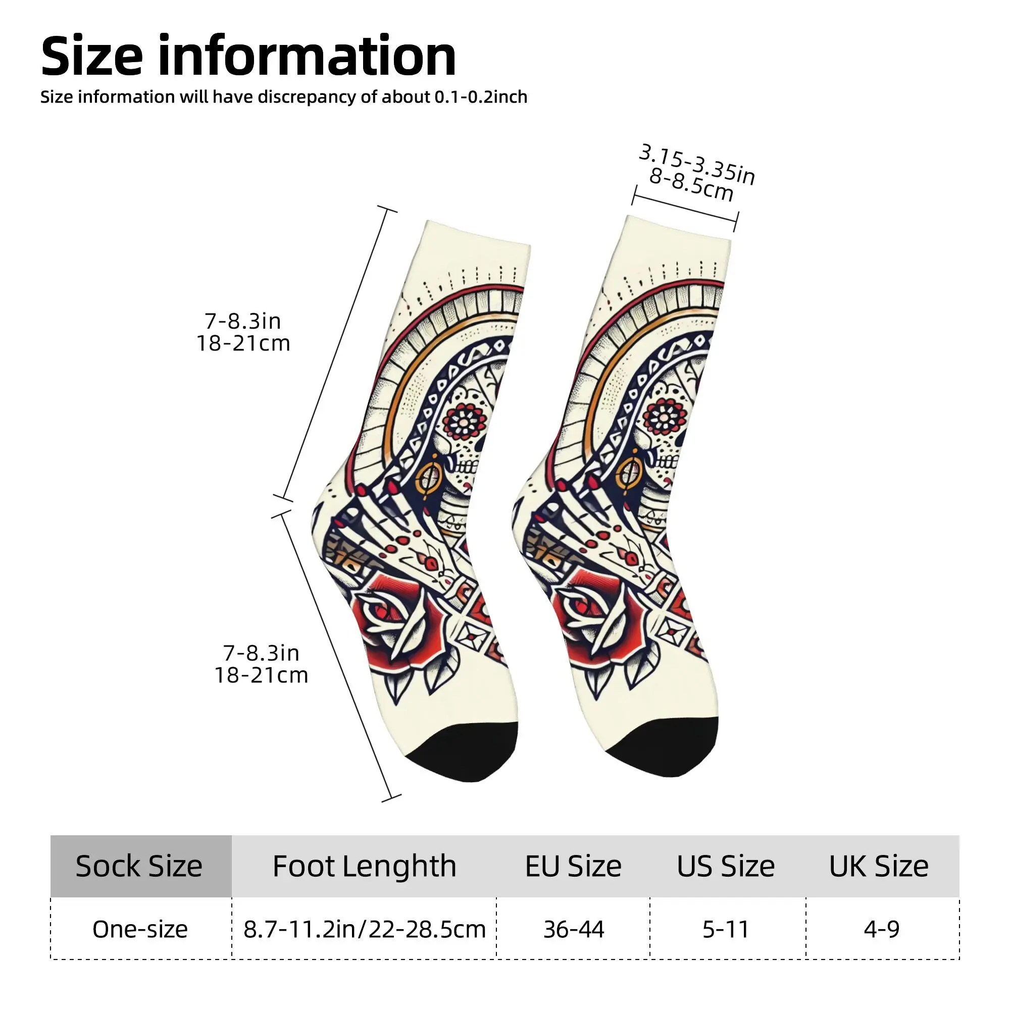 Funny Sock for Men Sugar Skull Day of the Dead Pattern Hip Hop Harajuku  Happy Breathable Pattern Printed Crew Sock Novelty Gift