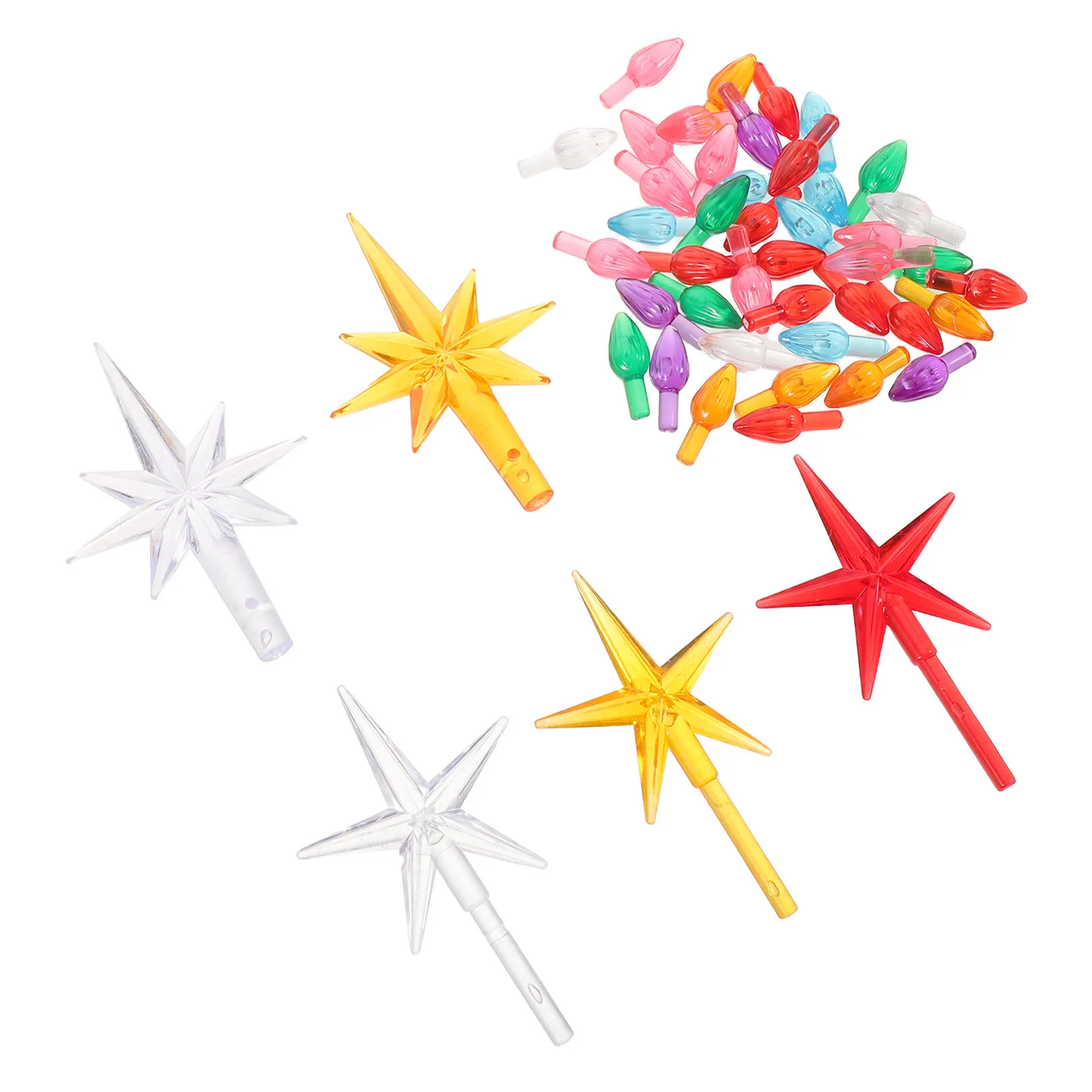 105Pcs Christmas Tree Lights Replacement Multi-Color Plastic Bulbs for Ceramic Tree Accessories DIY Vintage Holiday Decor Star