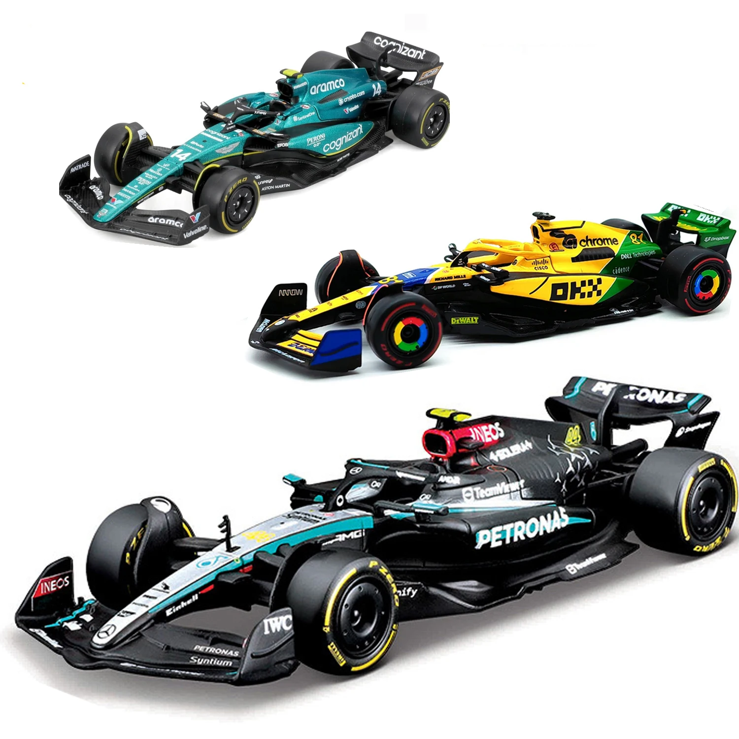 Bburago 1:43 AMR23 14 Alonso 18 Stroll F1 fórmula Aston Martin Aramco modelo de coche 2024 Mercedes W15 Red Bull RB20 McLaren Mcl38