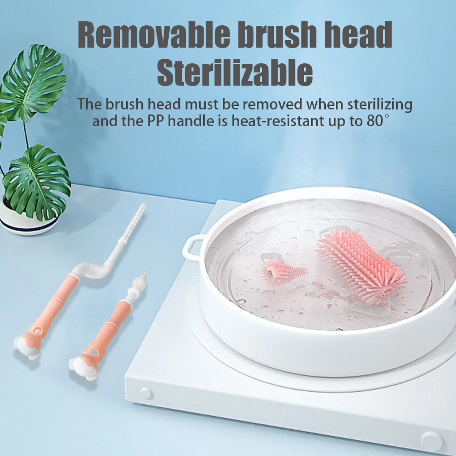 Green Mother & Baby Cleaning & Washing Set 5 Types Silicone Bottle Brush Nipple Brush Gravity Ball Straw Brush