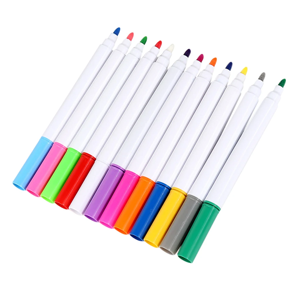 12Pcs Erasable Liquid Pens Luminous LED Board Pen Set Smooth Flow Quick Dry Vivid Colors for Sketching Doodling on Acrylic