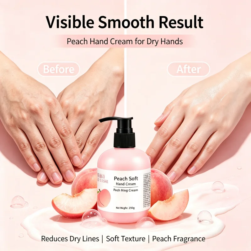 1/3 Piece of Hand Cream with Peach Fruit Fragrance, Long-Lasting Fragrance, Refreshing and Non-Sticky, Absorbs Quickly, Brightens and Whitens, Softens Rough Skin, Repairs Damaged Hand Barrier, Bids Farewell to Dryness