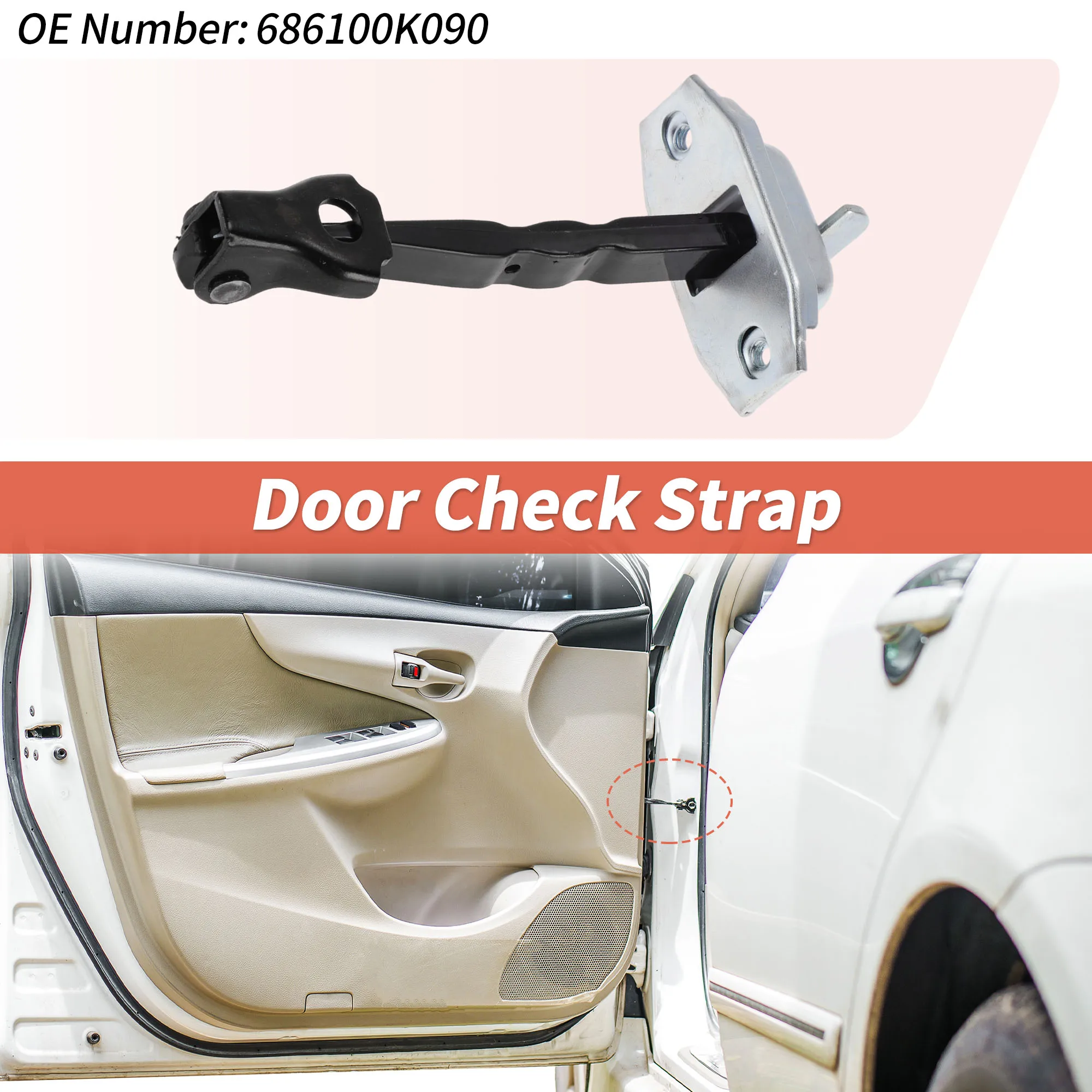 

Ремень ограничителя открывания передней левой и правой дверей UXCELL №686100K090 для Toyota Hilux 15-22