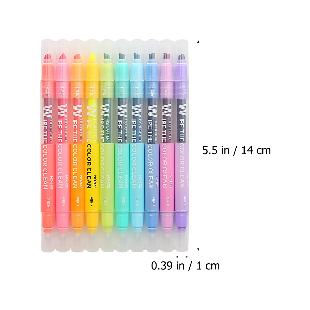 

10Pcs Erasable Double Ended Highlighters Vibrant Colors No Smudges Perfect for School Supplies Erasable Highlighter