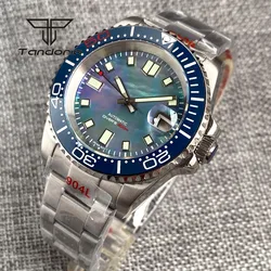 Tandorio 40mm 200m NH35A Fashion Automatic Men's Dive Watch Shiny Mother of Pearl Dial Sapphire Glass Rotating Bezel Glide Clasp