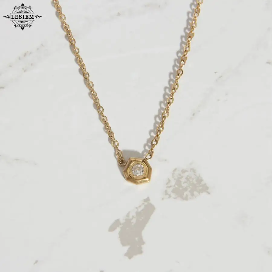 LESIEM 2023 trend Gold color pendant for women Exquisite Polygonal Small Pendant big necklace Wedding Jewelry Accessories