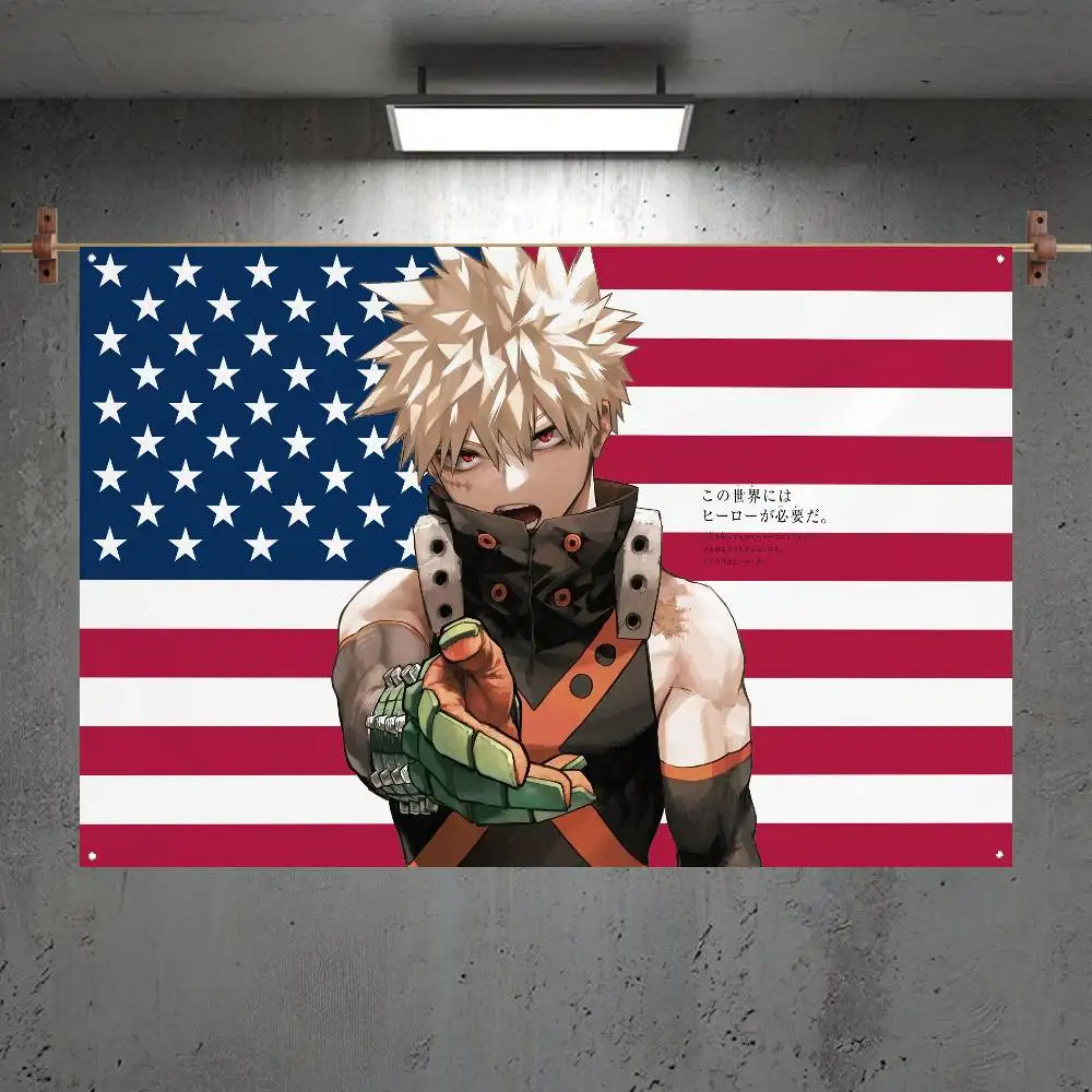 Anime B-Bakugo KatsukiS Flag Room Bedroom Home&Outdoor Wall Hanging Concert Printed Background