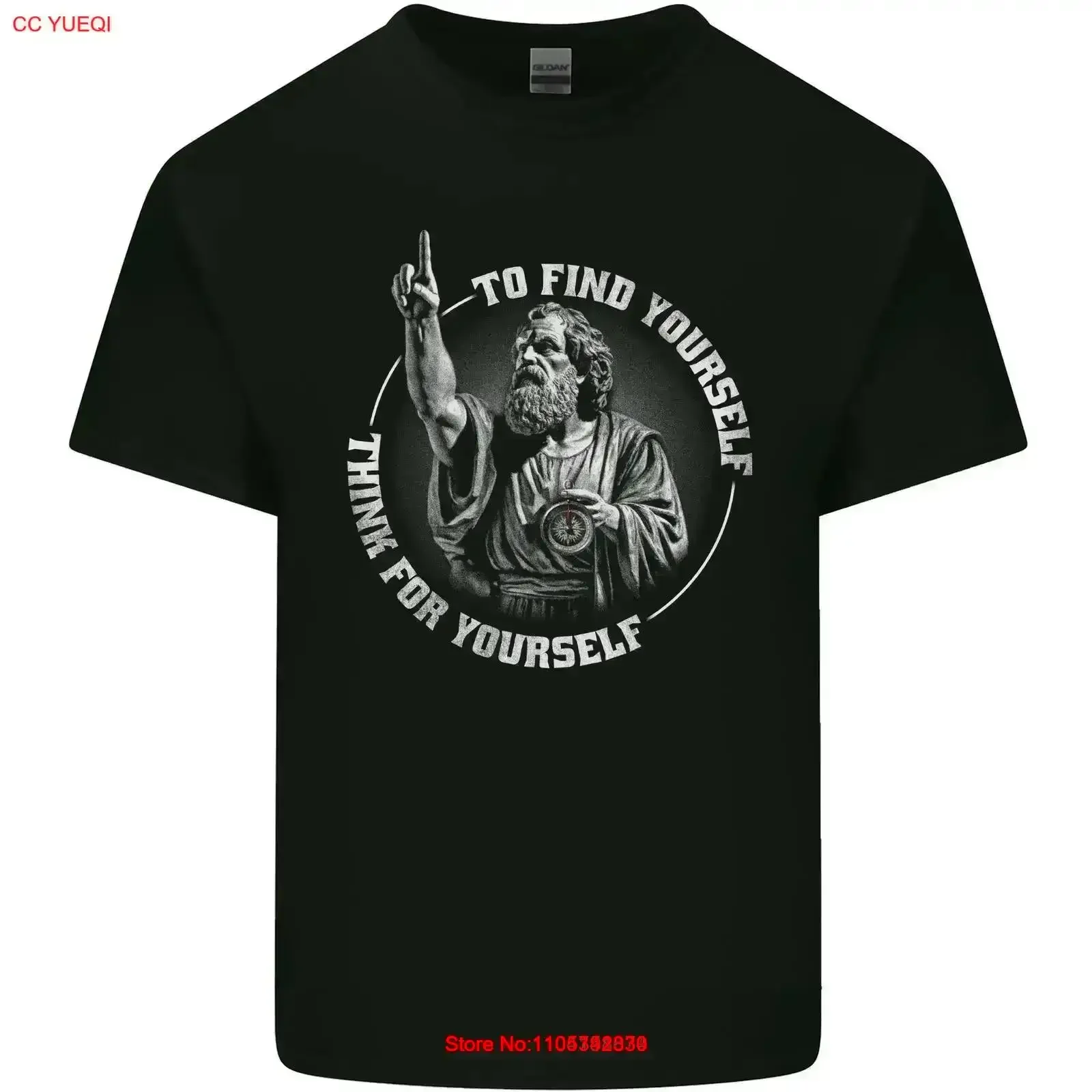 T-shirt en coton léger pour homme avec citation de Socrate, style vintage délavé, décontracté, légèrement graphique, doux