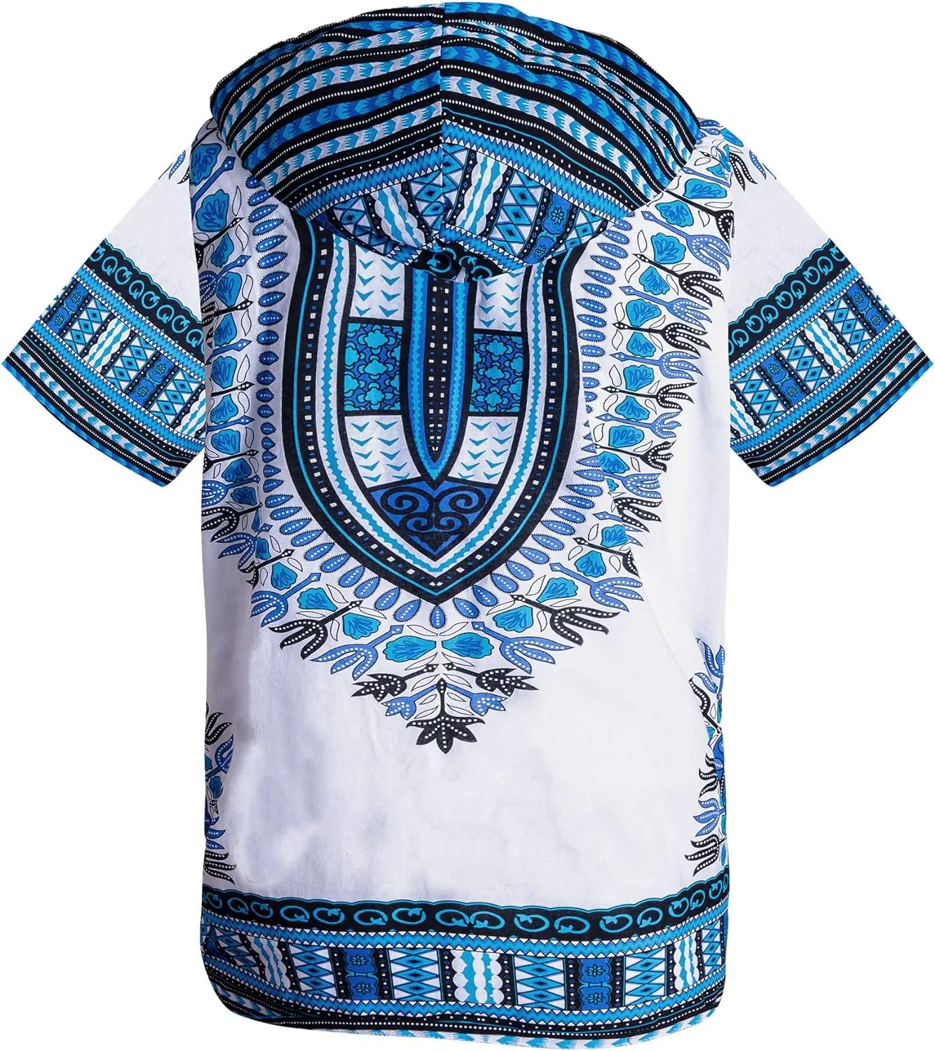 African Dashiki Shirt Unisex Africa Traditional Hoodie Top Clothes 100% COtton White Blue One Size fits All