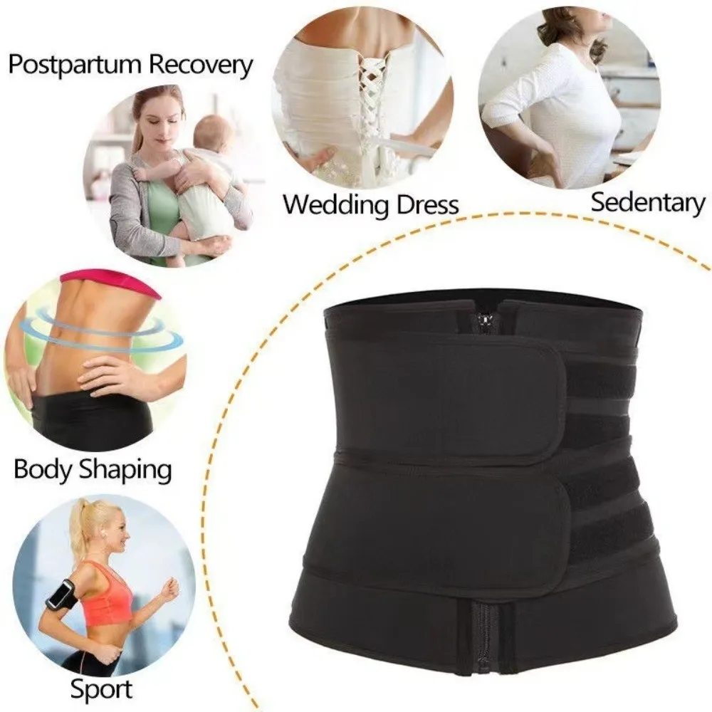 Cross-border Women's Waist Trainer Zip-up Style Enhanced Body Shaping Slimming Belt Adjustable Waist Support Tummy Control Belt