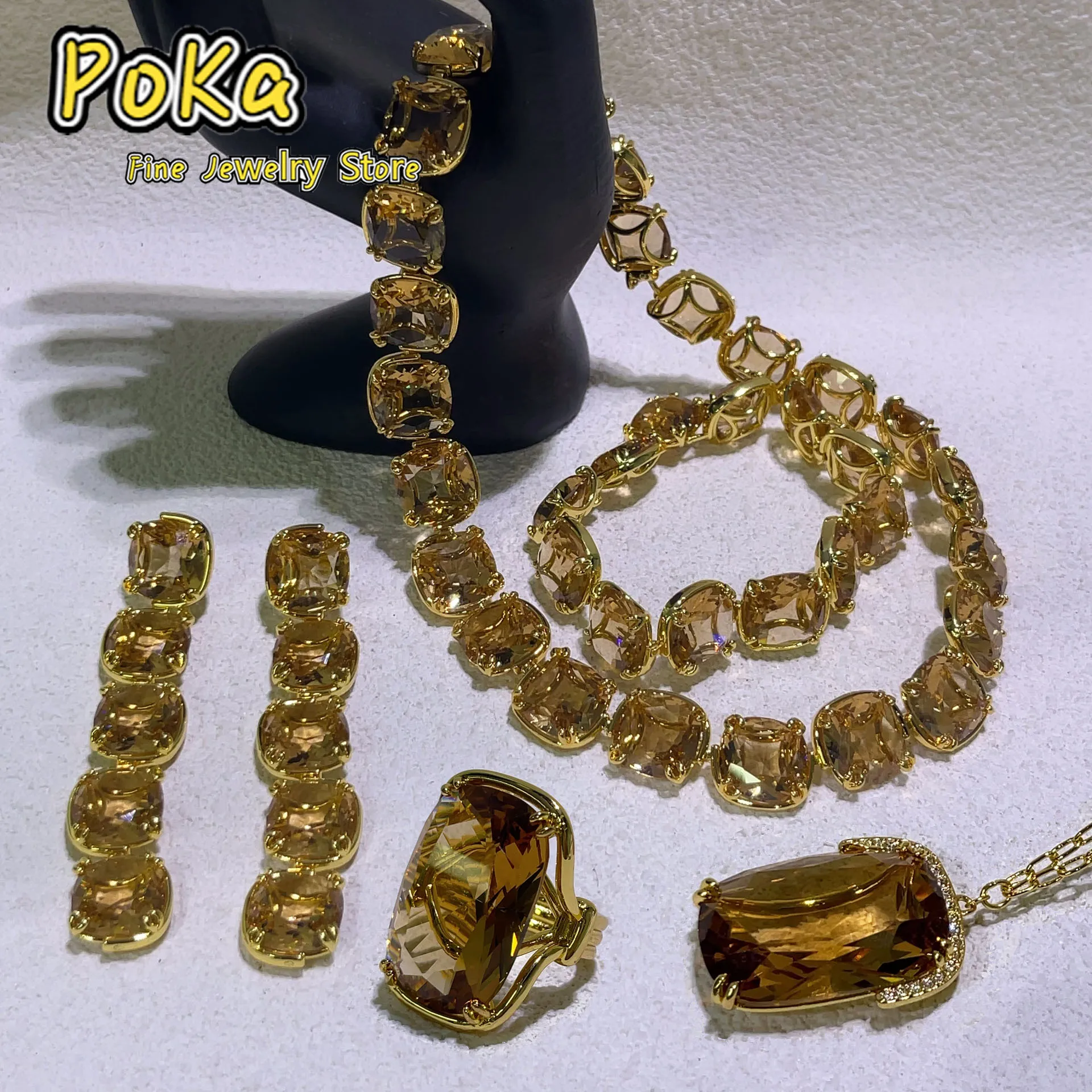 

Original High Quality Austrian Color Necklace Earring Ring Bracelet Octagon Crystal Jewelry Fine Exquisite Gift Christmas Gift
