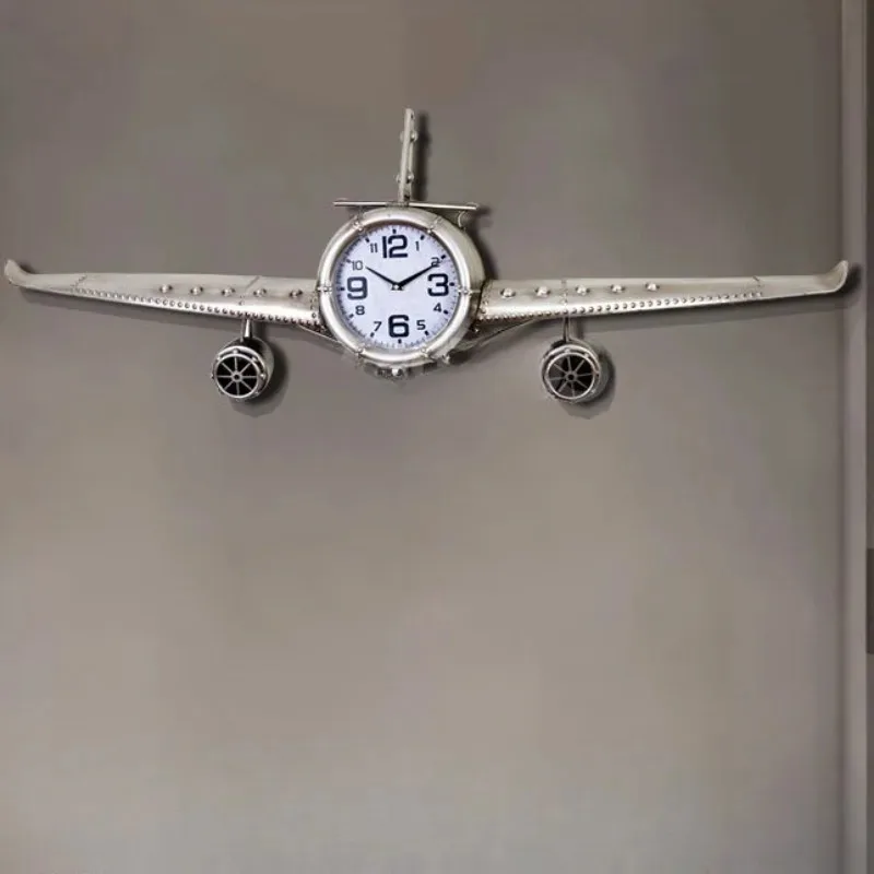 Living Room Silent Wall Clocks Creative Luxury Cartoon Plane Moulding Wall Clocks Art Fashion Metal Airplane Home Decoration