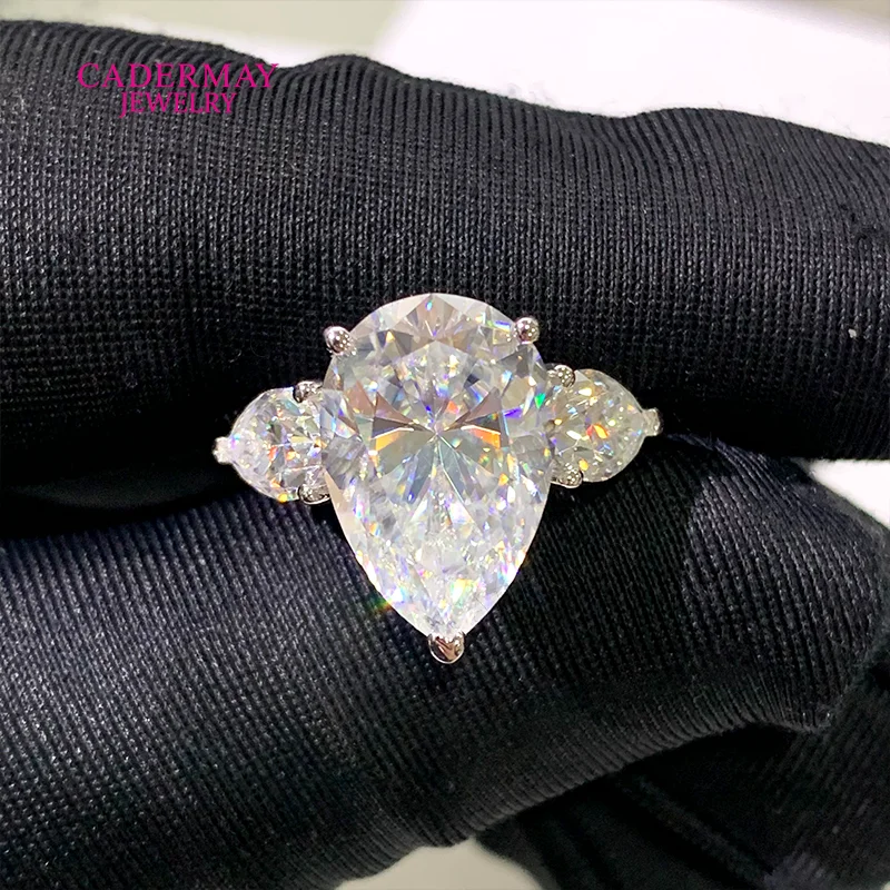 

Тестер бриллиантов Cadermay Pass, серебро 925 пробы, 10x15 мм, 7 карат, грушевидная форма, муассанит, бриллиант, свадебное обручальное кольцо с 3 камнями для женщин, подарок