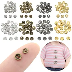 20pcs Cute Dollhoues Miniature Two Holes Mini Metal Buttons DIY Doll Clothes Dolls Strap Buckles Clothing Sewing Craft