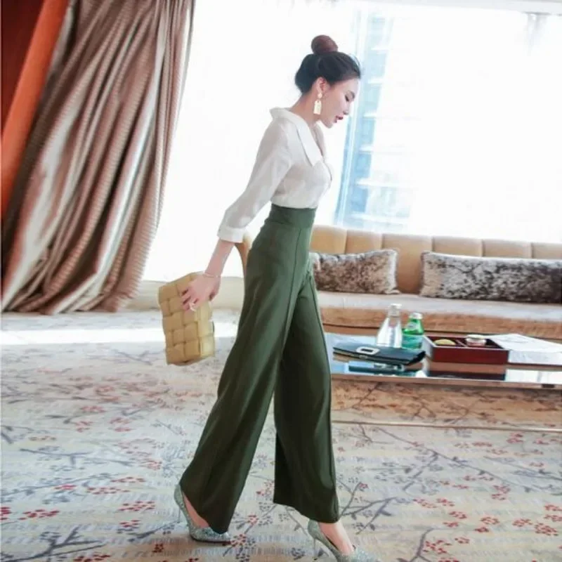 

Blouse And Pant Sets For Women 2 Pieces Shirt Wide Leg Trousers Woman Summer 2024 Offer Korean Style Classy Casual Elegant Full