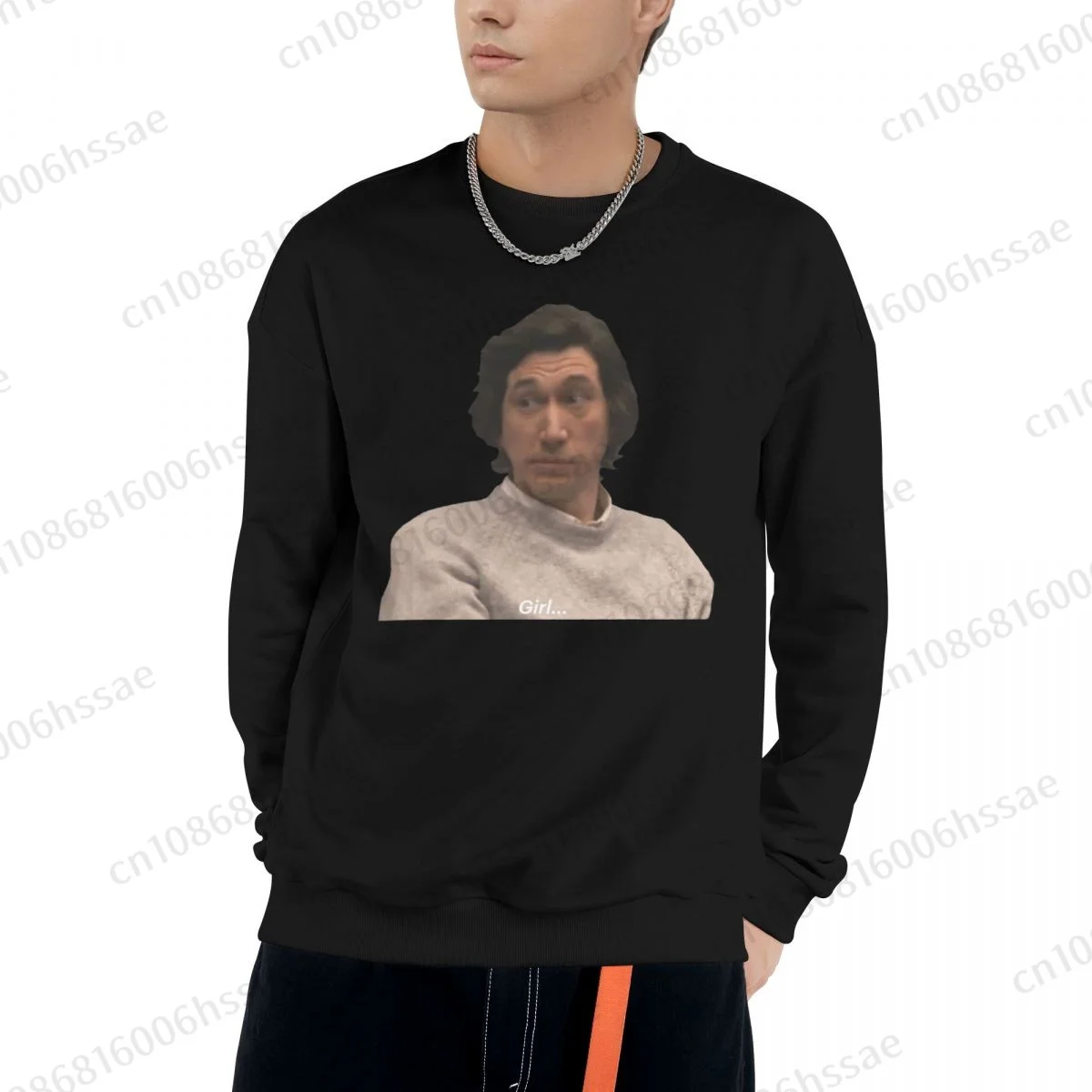 Adam Driver Men Woman Fall Winter Sweatshirt Round Neck Long Sleeve Length Casual Top